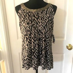 Black & White ICAT Tank Top w/ sequins